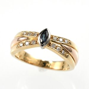 Cartier カルティエ マーキス サファイア リング ダイヤモンド K18 スリーカラー SIZE:48 Au750 指輪