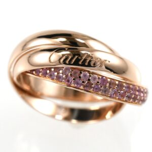 Cartier カルティエ トリニティリング パヴェ ピンクサファイア  3連リング K18PG ピンクゴールド SIZE:45 Au750 指輪