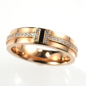 Tiffany&Co. ティファニー Tナロー リング K18 ローズゴールド ダイヤモンド SIZE:9号 Au750 指輪