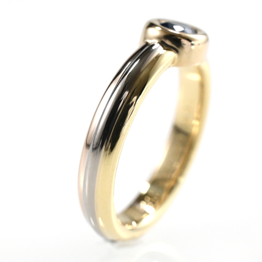 Cartier カルティエ モノストーンリング サファイア K18 スリーカラー SIZE:50 Au750 指輪 - 画像 (2)