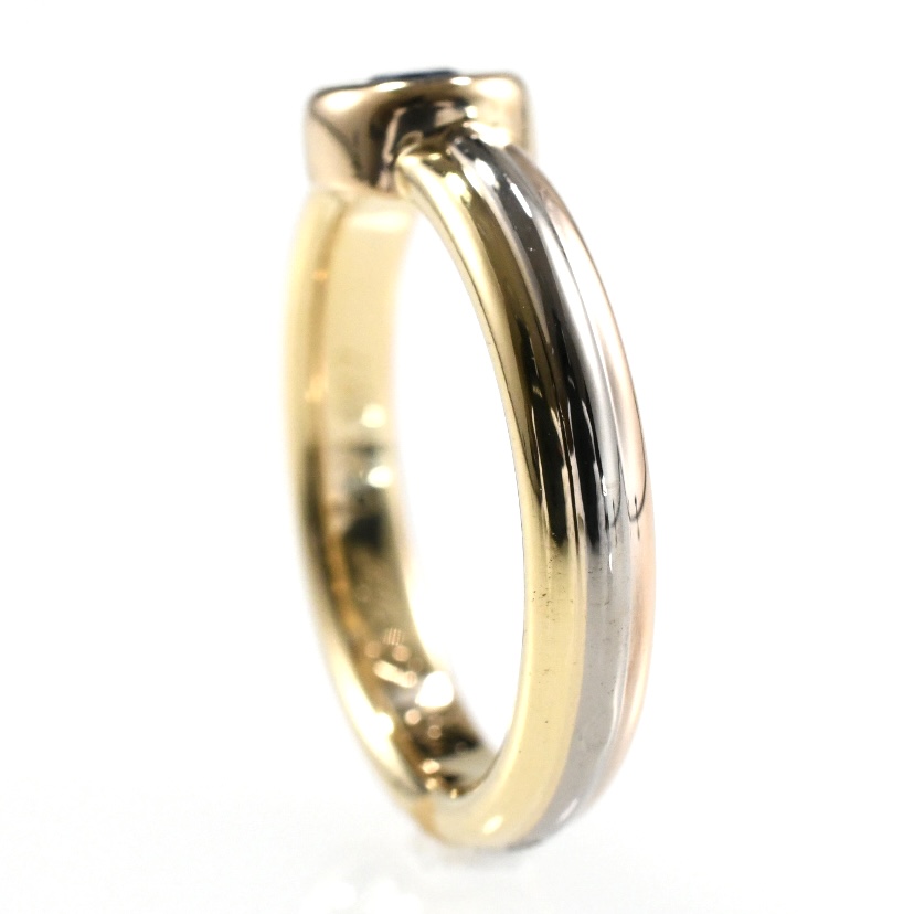 Cartier カルティエ モノストーンリング サファイア K18 スリーカラー SIZE:50 Au750 指輪 - 画像 (3)