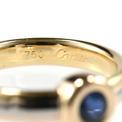 Cartier カルティエ モノストーンリング サファイア K18 スリーカラー SIZE:50 Au750 指輪 - 画像 (8)