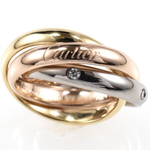 Cartier カルティエ トリニティリング MM ダイヤモンド 現行モデル K18 スリーカラー SIZE:46 Au750 3連リング 指輪