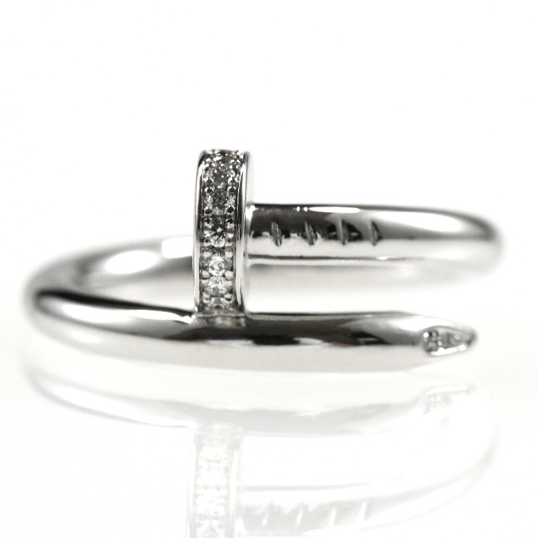 Cartier カルティエ ジュストアンクル リング MM クラシック ダイヤモンド K18WG ホワイトゴールド SIZE:53 Au750 指輪 - 画像 (5)