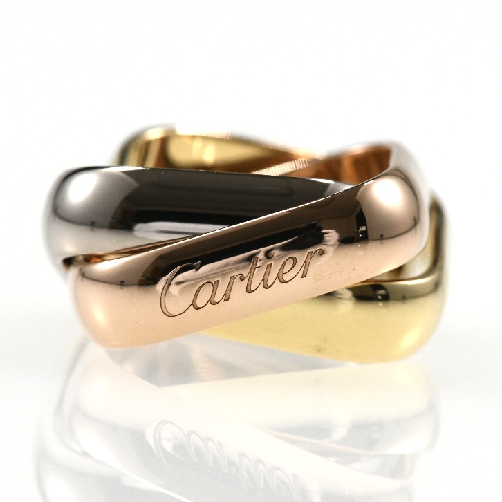 Cartier カルティエ トリニティ クッションリング LM スクエア K18 スリーカラー SIZE:48 Au750 3連リング 指輪 - 画像 (4)