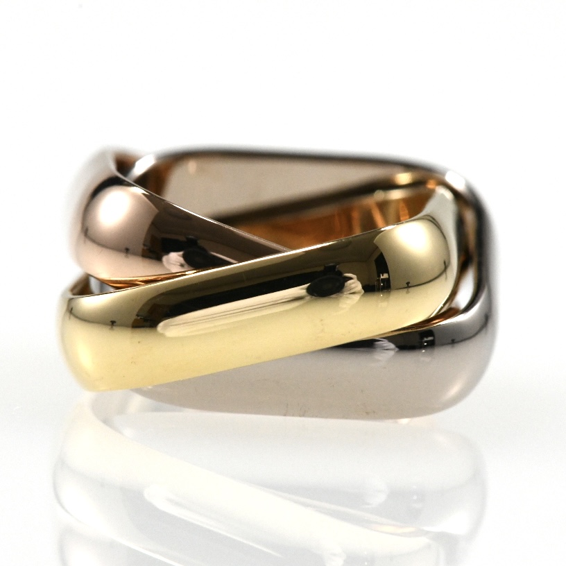 Cartier カルティエ トリニティ クッションリング LM スクエア K18 スリーカラー SIZE:48 Au750 3連リング 指輪 - 画像 (6)