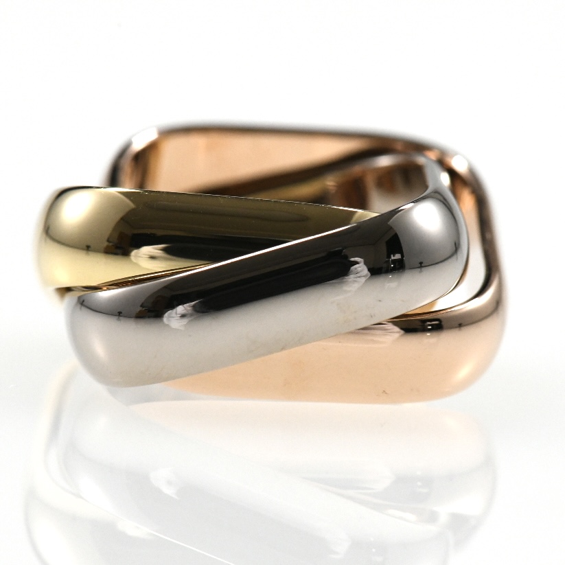 Cartier カルティエ トリニティ クッションリング LM スクエア K18 スリーカラー SIZE:48 Au750 3連リング 指輪 - 画像 (7)