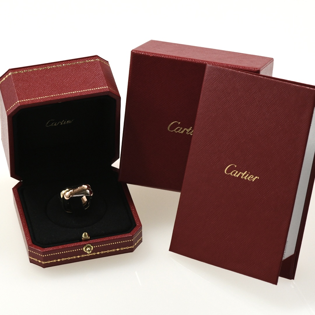 Cartier カルティエ トリニティ クッションリング LM スクエア K18 スリーカラー SIZE:48 Au750 3連リング 指輪 - 画像 (11)