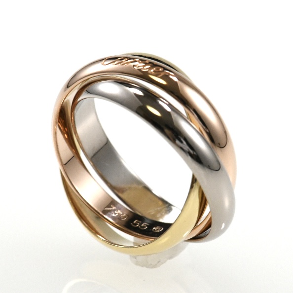 Cartier カルティエ トリニティリング MM K18 スリーカラー SIZE:55 Au750 3連リング 指輪 - 画像 (2)