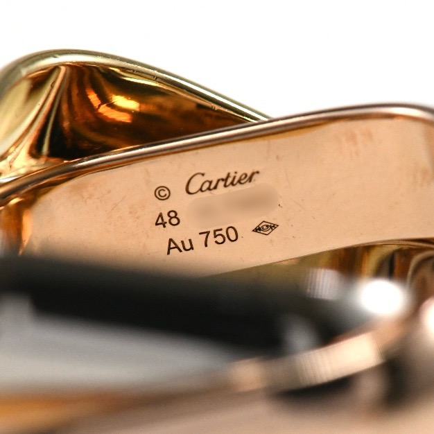 Cartier カルティエ トリニティ クッションリング LM スクエア K18 スリーカラー SIZE:48 Au750 3連リング 指輪 - 画像 (8)