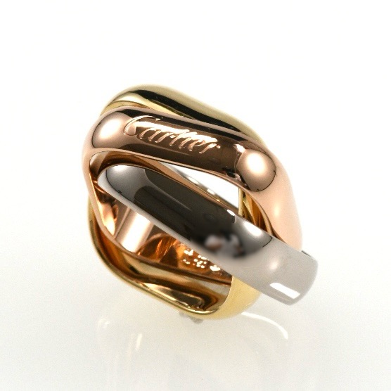 Cartier カルティエ トリニティ クッションリング LM スクエア K18 スリーカラー SIZE:48 Au750 3連リング 指輪 - 画像 (2)